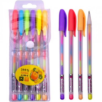 Набір ручок гелевих різнокольорових 6 кольорів A-100-6 A-100-6 фото
