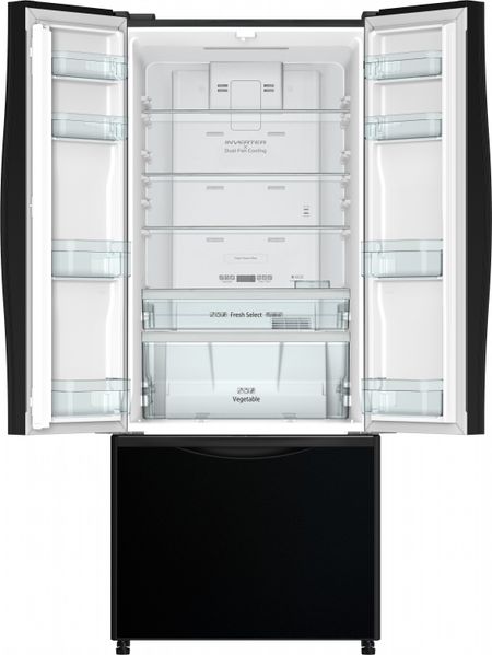 Холодильник Hitachi багатодверний, 180x75х76, холод.відд.-345л, мороз.відд.-120л, 3дв., А+, NF, інв., чорний (скло) (R-WB710PUC9GBK) R-WB710PUC9GBK фото