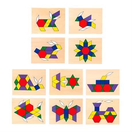 Геометрична мозаїка Viga Toys дерев'яна з шаблонами (50029) 50029 фото