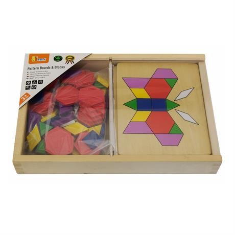 Геометрическая мозаика Viga Toys деревянная с шаблонами (50029) 50029 фото