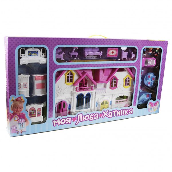 Будиночок для ляльок з меблями WD-921 фігурки і машинка в наборі WD-921 фото