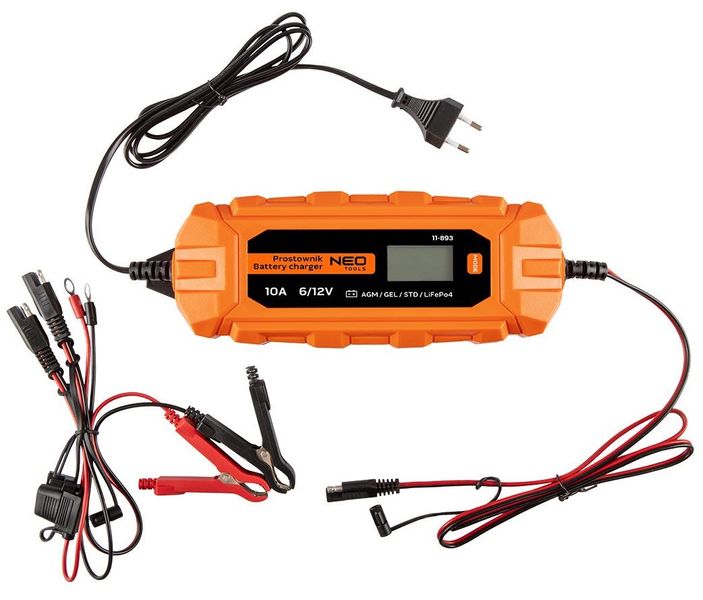 Зарядное устройство для Neo Tools, 10А/160Вт, 3-200Аг, для STD/AGM/GEL/LiFePO4 аккумуляторов (11-893) 11-893 фото
