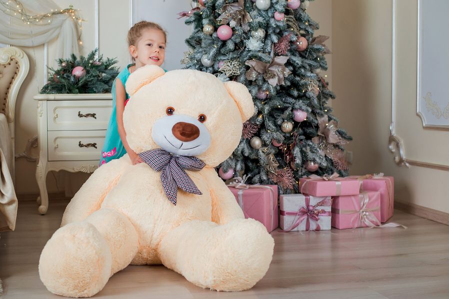 Великий Плюшевий ведмедик із сердечком Yarokuz Джеральд 165 см Персиковий (YK0057) YK0057 фото