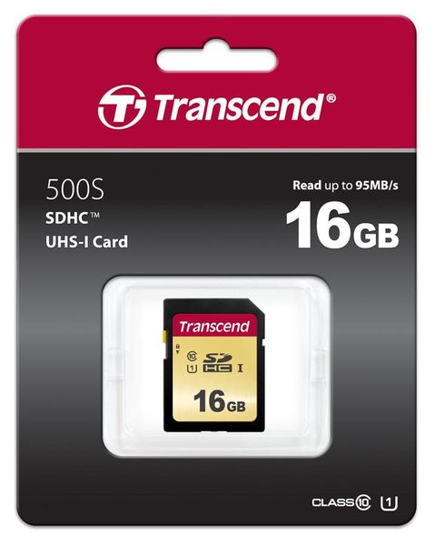 Карта памяти Transcend 16GB SDHC C10 UHS-I R95 / W60MB / s (TS16GSDC500S) TS16GSDC500S фото