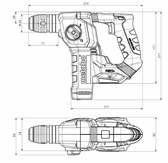 Перфоратор Metabo BH 18 LTX BL 16 аккумуляторный, 18В, SDS-plus, 1.3Дж, 2 режима, 0-730об/мин, metaBOX 145L, 1.6кг, без АКБ и ЗП (600324840) 600324840 фото