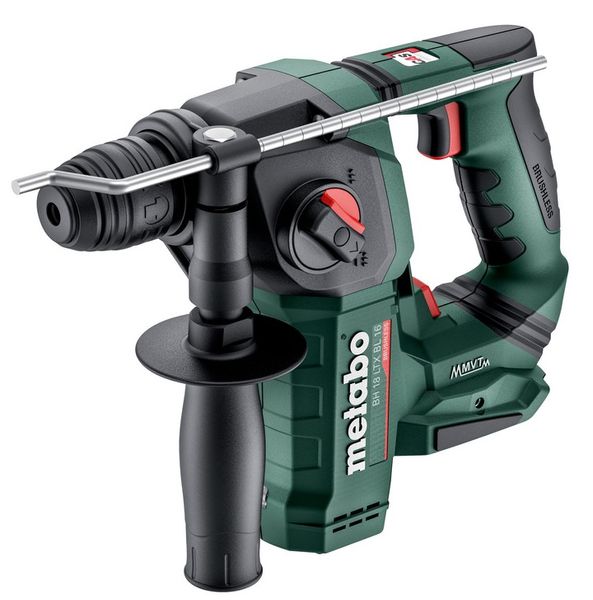 Перфоратор Metabo BH 18 LTX BL 16 акумуляторний, 18В, SDS-plus, 1.3Дж, 2 режими, 0-730об/хв, metaBOX 145 L, 1.6кг, без АКБ та ЗП (600324840) 600324840 фото