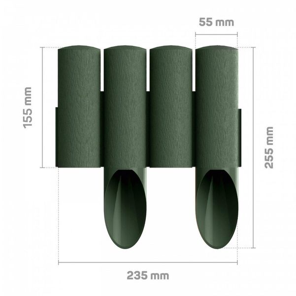 Газонное ограждение Cellfast 4 STANDARD, 10 секций по 235 мм, 2.3м, зеленый (34-042) 34-042 фото