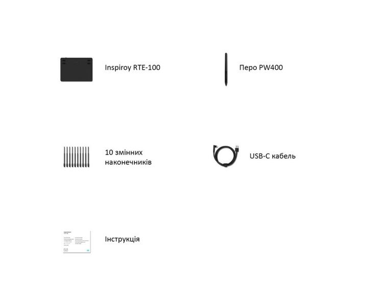 Графічний планшет Huion 4.8"x3" USB-C,чорний (RTE-100) RTE-100 фото