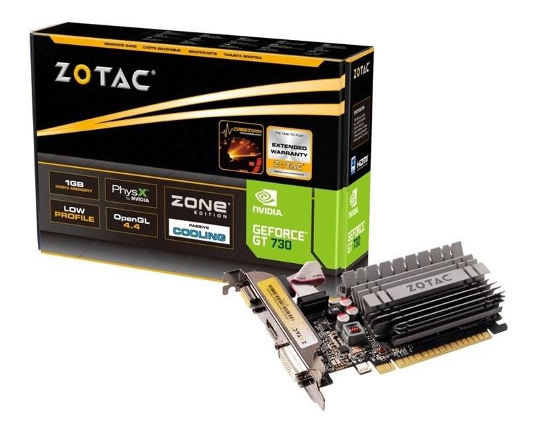 Відеокарта ZOTAC GeForce GT 730 2GB DDR3 ZONE Edition Low Profile (ZT-71113-20L) ZT-71113-20L фото