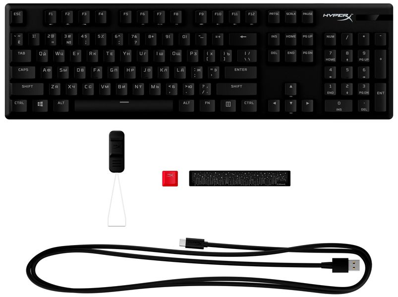 Клавіатура HyperX Alloy Origins Red USB RGB PBT ENG/RU, Black (639N3AA) 639N3AA фото