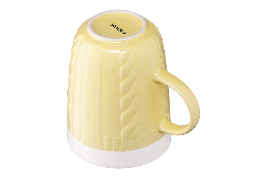 Чашка Ardesto Кnitti, 330 мл, жовта, порцеляна (AR3457Y) AR3457Y фото