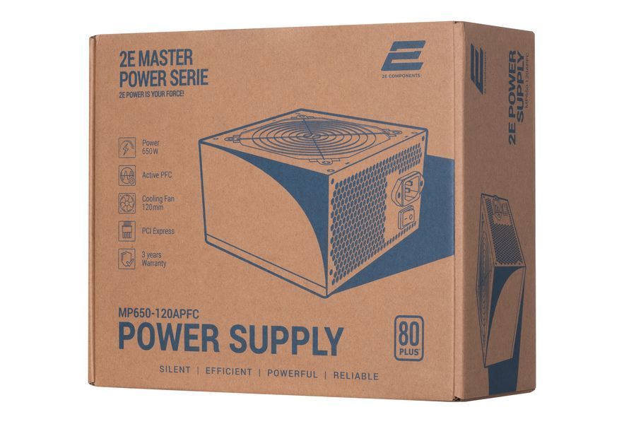 Блок питания 2E Master Power (650W), >80%, 80+ White, 120mm, 1xMB 24pin(20+4), 1xCPU 8pin(4+4), 3xMolex, 5xSATA, 2xPCIe 8pin(6+2) (2E-MP650-120APFC) 2E-MP650-120APFC фото