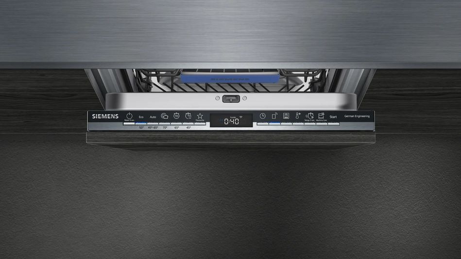 Посудомийна машина Siemens вбудовувана, 9компл., A+, 45см, дисплей, 3й кошик, білий (SR63HX65MK) SR63HX65MK фото