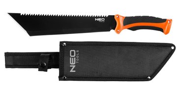 Мачете Neo Tools Full Tang, 400мм, лезо 255мм, рукоятка ABS+TPR, пила на обусі, чохол 63-117 фото