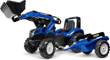 Дитячий трактор на педалях з причепом та переднім ковшем Falk (колір - синій) (3090M) 3090M фото