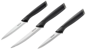 Набір ножів Tefal Essential, 3шт, нержавіюча сталь, пластик, чорний (K2219455) K2219455 фото