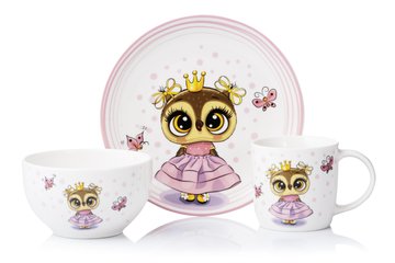 Набір дитячого посуду Ardesto Princess owl 3 пр., порцеляна (AR3453OS) AR3452GS фото
