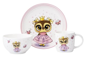 Набір дитячого посуду Ardesto Princess owl 3 пр., порцеляна - Уцінка AR3453OS фото