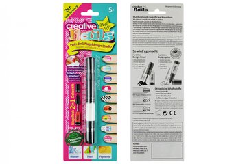 Дитячий лак-олівець для нігтів Malinos Creative Nails на водній основі (2 кольори чёрній + білий)