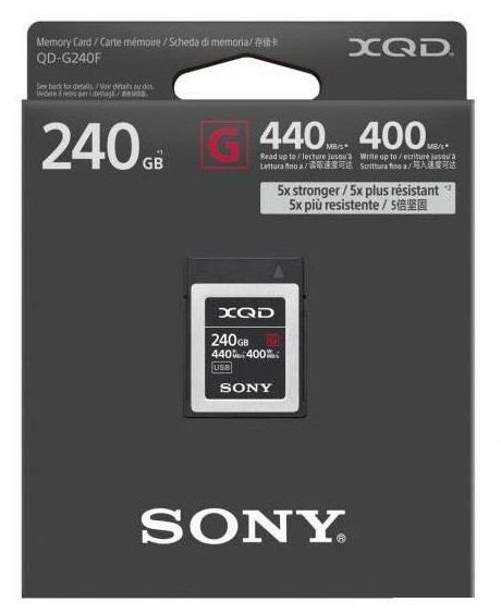 Карта памяти XQD Sony 240GB G Series R440MB / s W400MB / s (QDG240F) QDG240F фото