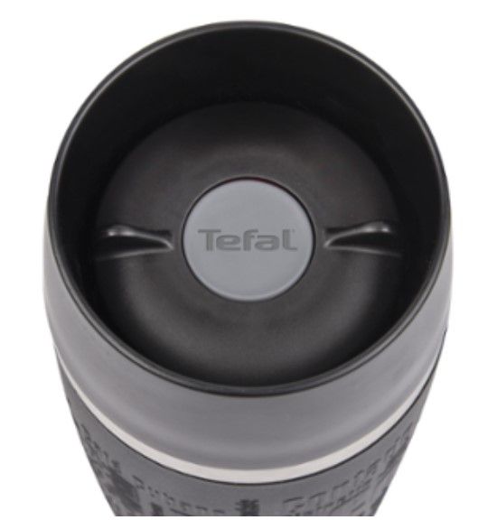 Термочашка Tefal Travel Mug, 360мл, діам60, t хол. 8г, гар.4г, нерж.сталь+пластик, чорний (K3081114) K3081114 фото