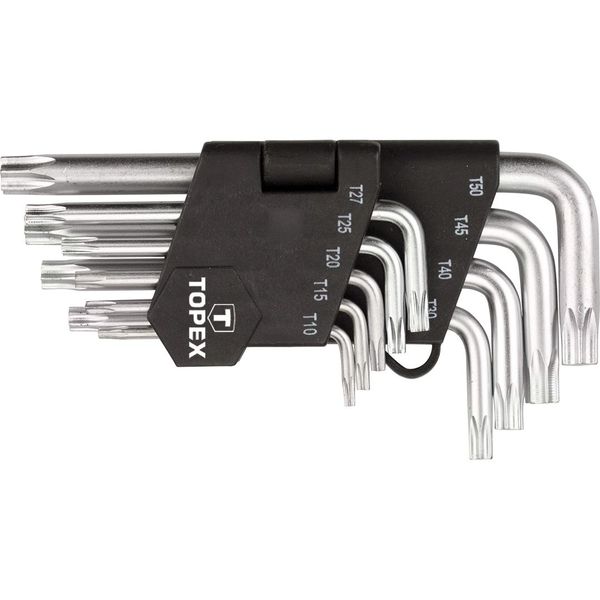 Ключі Torx TOPEX, набір 9 од., T10-T50, короткі (35D960) 35D960 фото