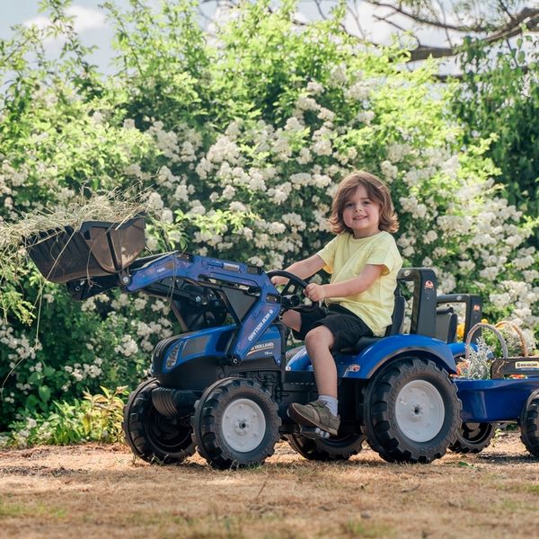 Детский трактор на педалях с прицепом и передним ковшом Falk (цвет - синий) (3090M) 3090M фото