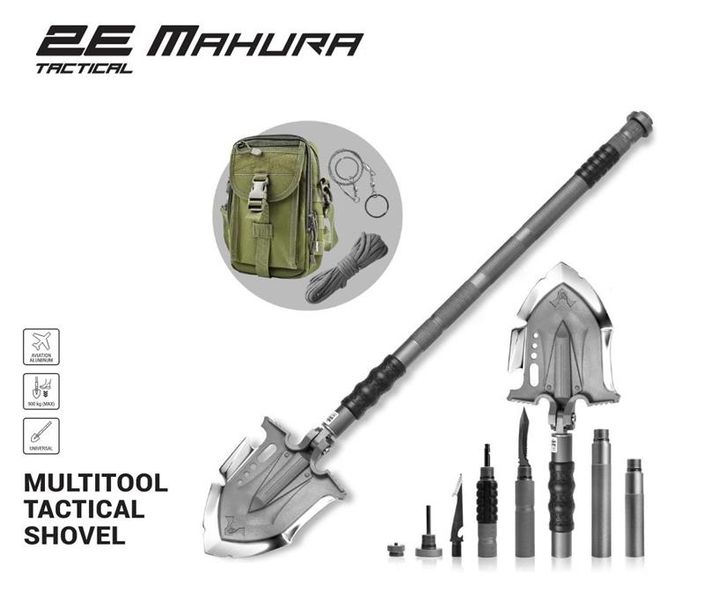 Лопата-мультитул тактическая 2E Mahura Steel Gray разборная, 23в1, с сумкой в ​​комплекте, 107 см макс., 1.5 кг - Уцінка 2E-TSMTSF3-STGR фото