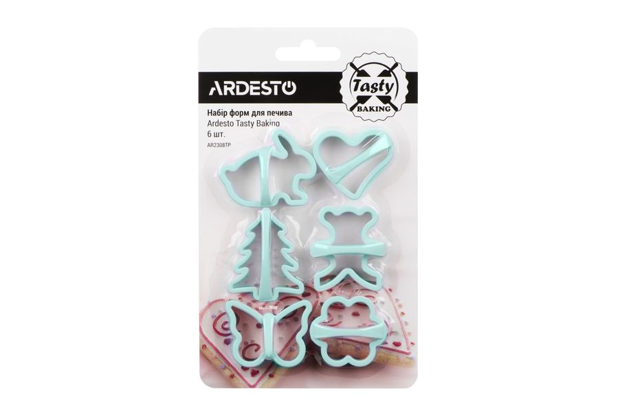 Набір форм для печива Ardesto Tasty baking, 6 шт, голубий тіфані, пластик (AR2308TP) AR2308TP фото