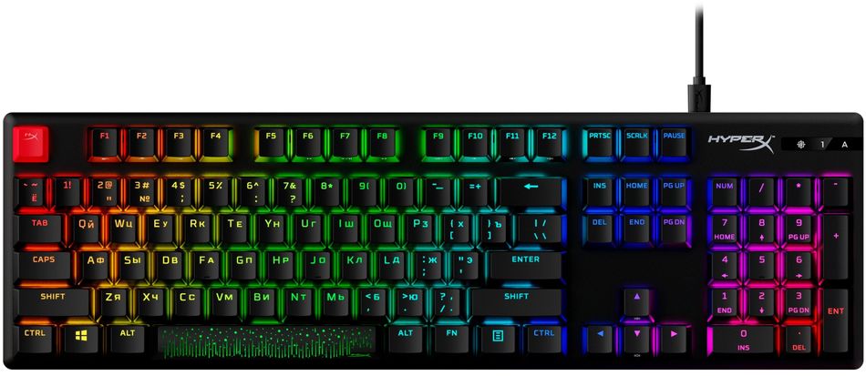 Клавіатура HyperX Alloy Origins Aqua USB RGB PBT ENG/RU, Black (639N5AA) 639N5AA фото
