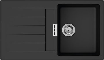 Мийка кухонна Hansgrohe S52, граніт, прямокутник, з крилом, 840х480х190мм, чаша - 2, накладна, S520-F345, чорний графіт - Уцінка 43356170 фото