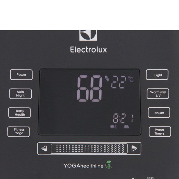 Зволожувач повітря Electrolux YOGAhealthline EHU-3810D 6.3 л, 50 м2, 550 мл/г, ультразвуковий, гігростат, аромакапсула, УФ лампа, стерилізація пари, підсвічування, чорний - Уцінка EHU-3810D фото