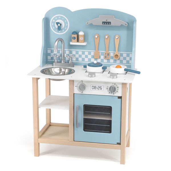 Дитяча кухня з дерева з посудом Viga Toys PolarB блакитний (44047) 44046 фото