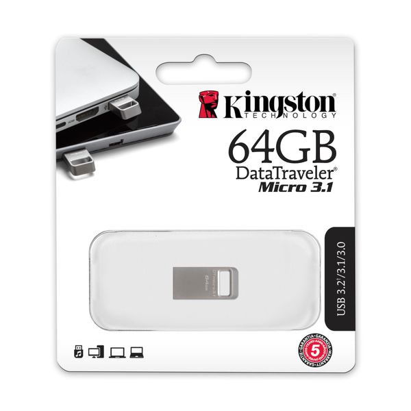 Накопичувач Kingston 64GB USB 3.2 Type-A Gen1 DT Micro R200MB/s Metal (DTMC3G2/64GB) DTMC3G2/64GB фото