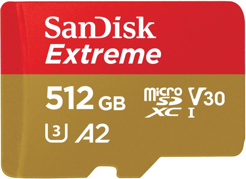 Карта пам'яті SanDisk microSD 512GB C10 UHS-I U3 R190/W130MB/s Extreme V30 + SD (SDSQXAV-512G-GN6MA) SDSQXAV-512G-GN6MA фото