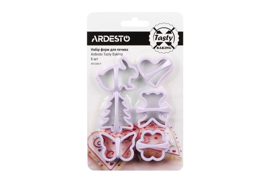 Набор форм для печенья Ardesto Tasty baking, 6 шт, лиловый, пластик (AR2308LP) AR2308LP фото