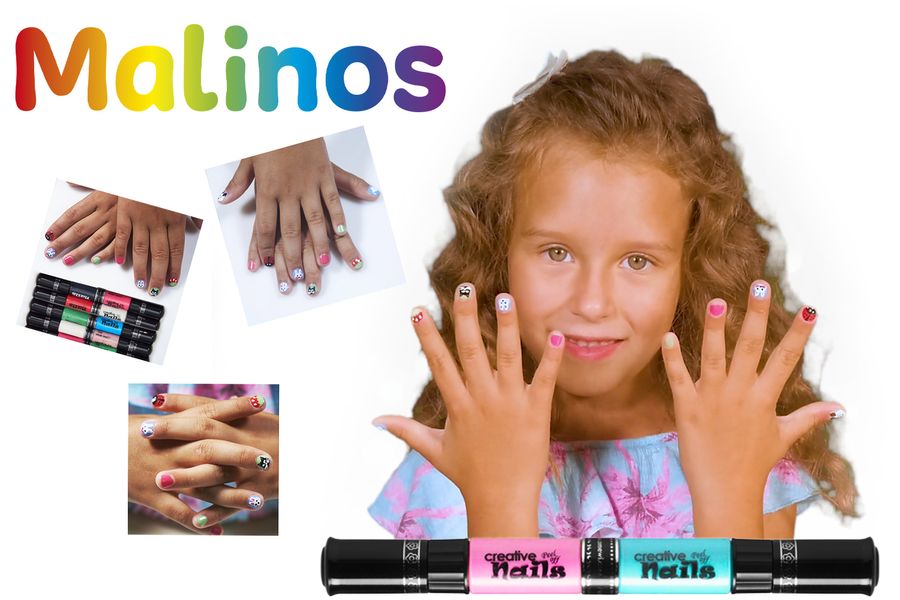Дитячий лак-олівець для нігтів Malinos Creative Nails на водній основі (2 кольори зелений + блакитний) MA-303001 фото