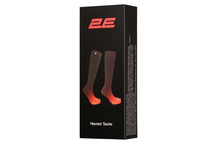 Шкарпетки з підігрівом 2E Race Black з дистанційним контролером, розмір XL 2E-HSRCXL-BK - Уцінка 2E-HSRCXL-BK фото