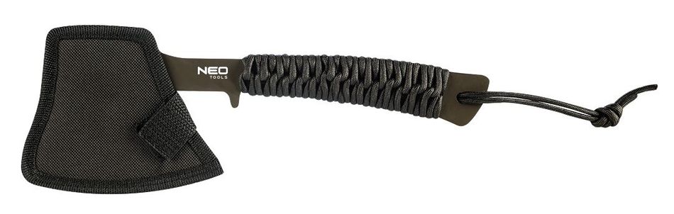Сокира універсальна Neo Tools, рукоятка сталева з паракордом, 3 отвори для відкручування гвинтів M10, M13, M16, нейлоновий чохол, 26см, 266г (63-118) 63-118 фото