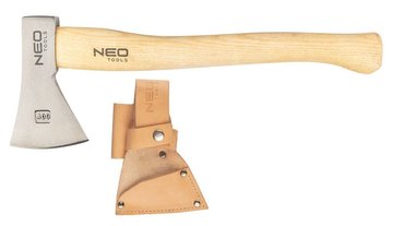 Топор универсальный Neo Tools Bushcraft, рукоятка деревянная из ясеня, кожаный чехол, 34.5см, 400г (63-119) 63-119 фото