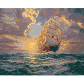 Картина по номерам. Морской пейзаж "Рассвет под парусами" , 40х50 см (KHO2715) KHO2715 фото
