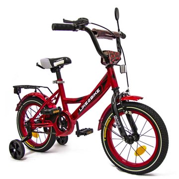 Велосипед дитячий 2-х колісний 14'' 211415 (RL7T) Like2bike Sky, бордовий, рама сталь, з дзвінком 211415 фото