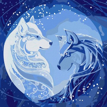 Картина по номерам "Созвездие волков с красками металлик" Идейка 50х50 см (KHO4270) KHO4270 фото