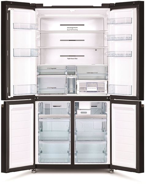 Холодильник Hitachi багатодверний, 184x90х72, холод.відд.-372л, мороз.відд.-196л, 4дв., А+, NF, інв., зона нульова, вакуум, льодоген., сірий (скло) (R-WB720VUC0GMG) R-WB720VUC0GMG фото