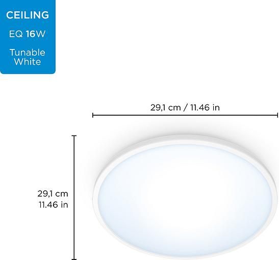 Светильник потолочный умный WiZ SuperSlim Ceiling, 16W, 1500lm, 29,2см, 2700-6500K, Wi-Fi, белый (929002685101) 929002685101 фото