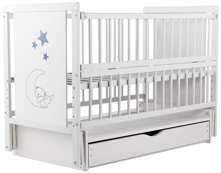 Ліжко Babyroom Ведмедик M-03 маятник, ящик, відкидний бік бук білий (624464) BR-624464 фото