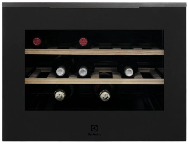 Холодильник Electrolux встр. для вина, 45x60х56, полок - 2, зон - 1, бут-18, ST, черный матовый+нерж KBW5T фото