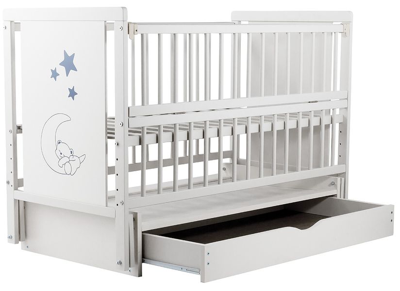 Ліжко Babyroom Ведмедик M-03 маятник, ящик, відкидний бік бук білий (624464) BR-624464 фото