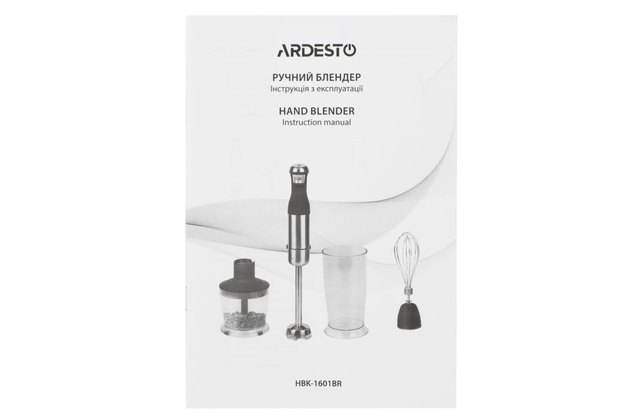 Блендер занурювальний Ardesto , 900Вт, 3в1, чаша -600мл, сріблясто-чорний (HBK-1601BR) HBK-1601BR фото