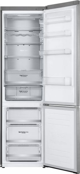 Холодильник LG з нижн. мороз., 203x60х68, холод.відд.-277л, мороз.відд.-107л, 2дв., А+++, NF, лін., диспл зовн., зона св-ті, Metal Fresh, нерж (GW-B509PSAP) GW-B509PSAP фото